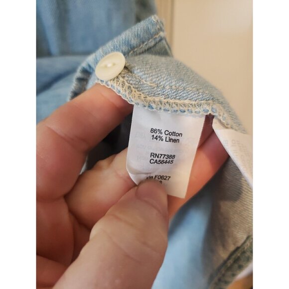 Madewell Shirt Dress Chambray Courier Blue  S Short Sleeve Button Cotton Linen - Picture 10 of 10